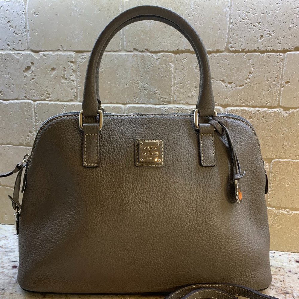 Dooney & Bourke domed satchel w/ strap - Platinum Grey